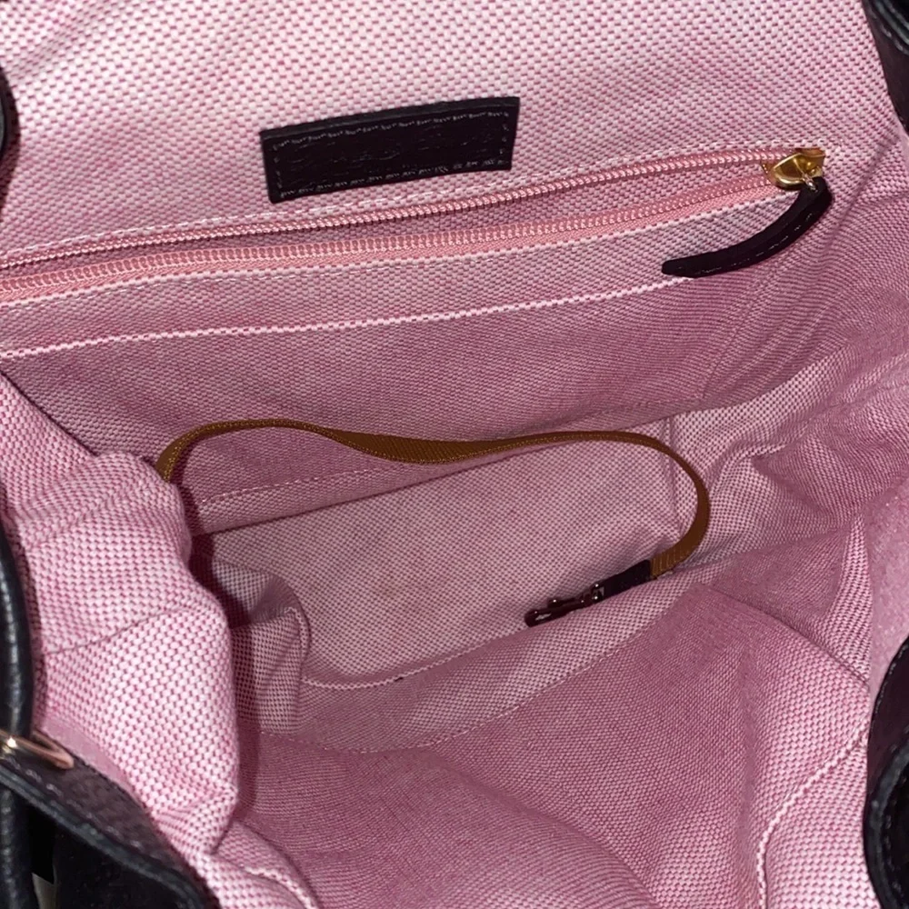 Y2K Black Leather Dooney & Bourke XL Backpack with Pink Lining